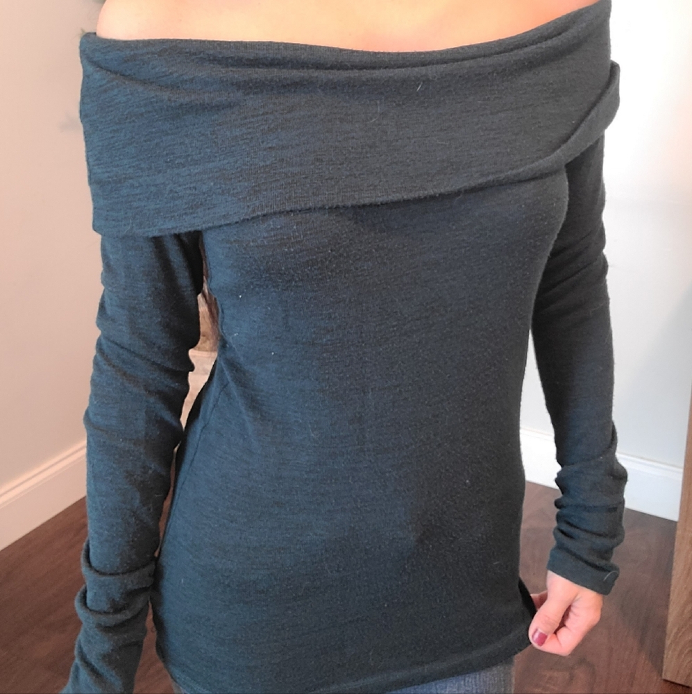 Forever 21 Women's Off-Shoulder Sweater - Dark Green